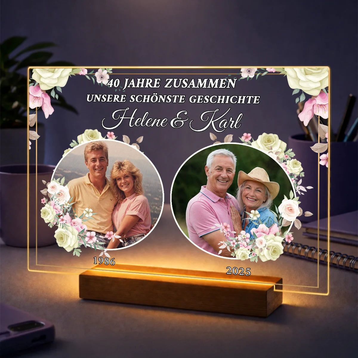 Originelles Geschenk für ein Paar zum 40. Jahrestag – Fotocollage aus 2 Bildern Unsere gemeinsamen Jahre