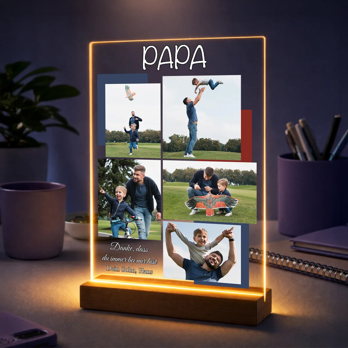 Originelles Geschenk für Papa zum Vatertag – Fotocollage auf Danke, Papa