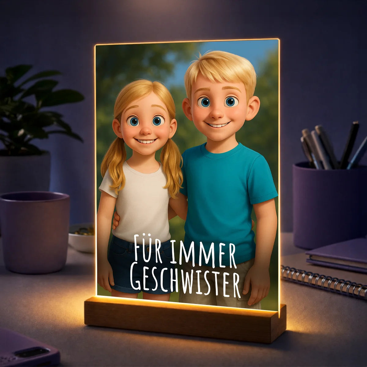 Geschenk für Geschwister zum Geburtstag – Illustration aus Foto auf Acrylglas Für immer zusammen