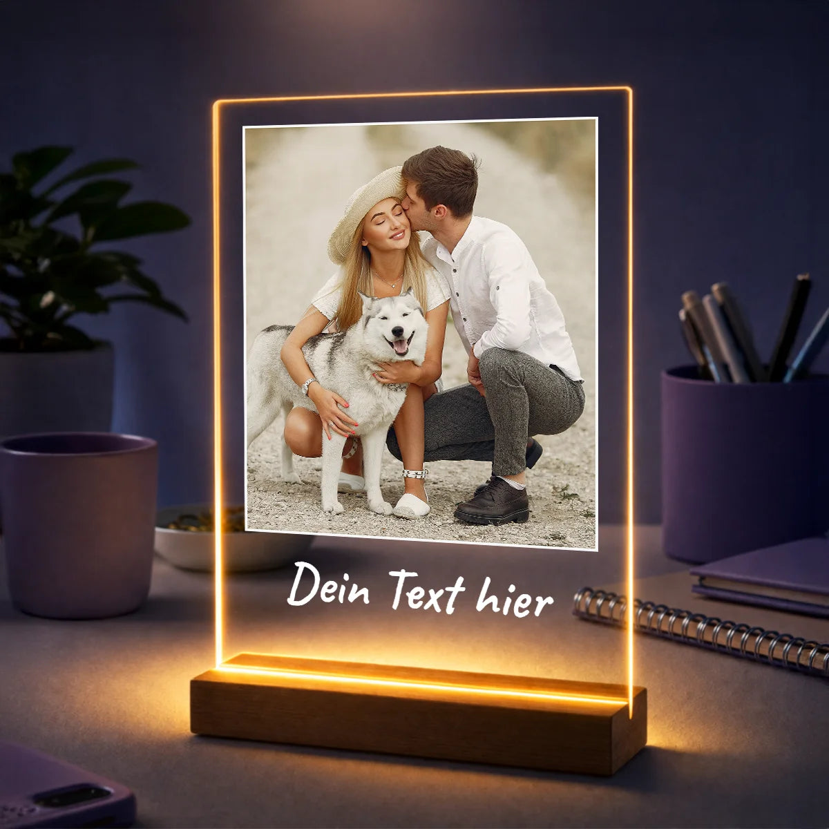 Originelles Geschenk für Paare zum Jahrestag – personalisiertes Foto auf Glas mit eigenem Text
