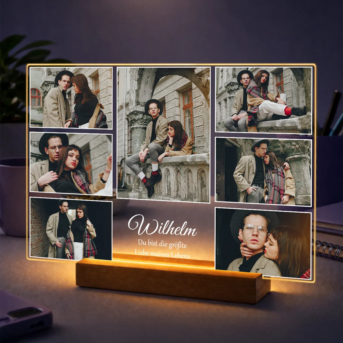 Geschenk für ihn zum Jahrestag – Fotocollage auf Glas Größte Liebe
