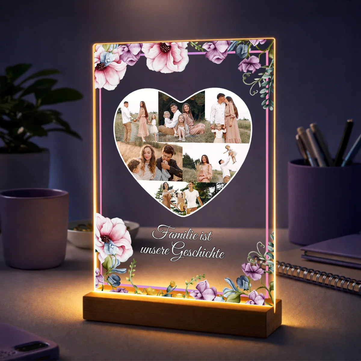 Originelles Geschenk für Eltern zum Muttertag und Vatertag – Fotocollage auf Glas Unsere Familie