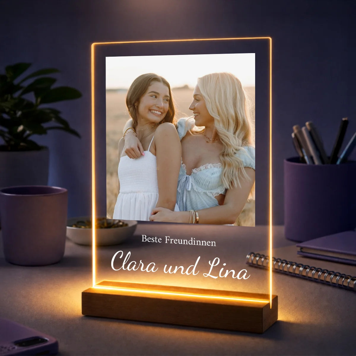 Geschenk für Freundin zum Geburtstag – Foto auf Glas mit Namen Beste Freundinnen