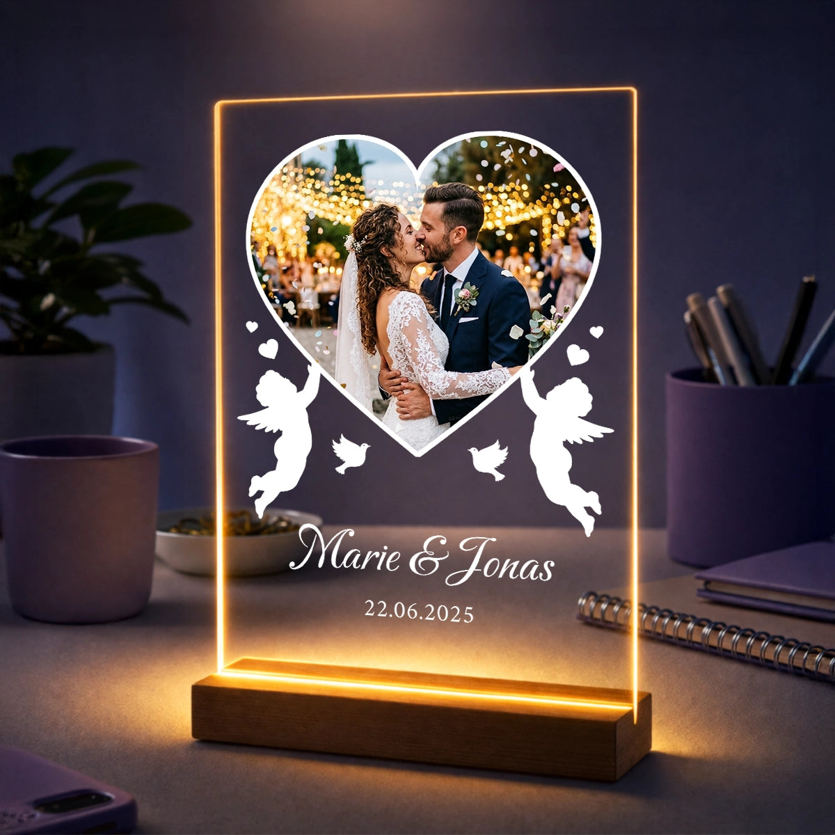 Personalisiertes Foto auf Acrylglas - Jahrestag Geschenk für sie mit Namen und Datum