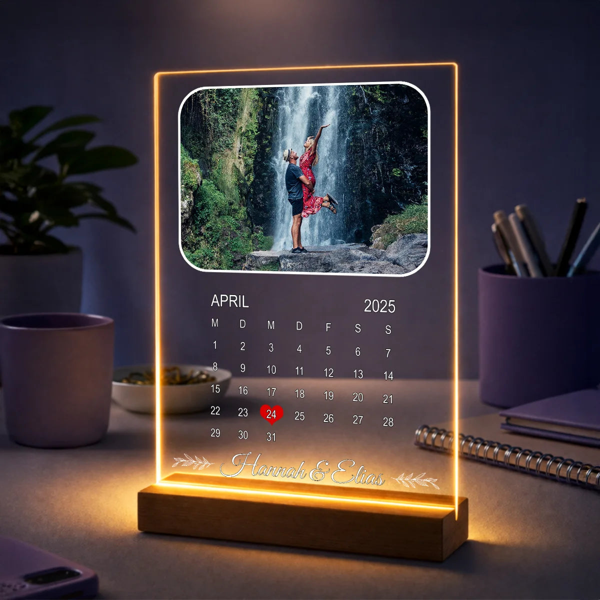 Foto auf Acrylglas mit Kalenderblatt - Jahrestag Geschenk für ihn mit Namen und Datum