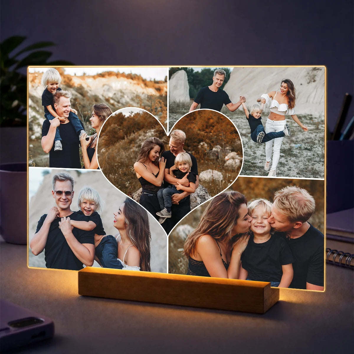 Originelles Geschenk für Eltern zu Weihnachten – Fotocollage auf Acrylglas Herz der Familie