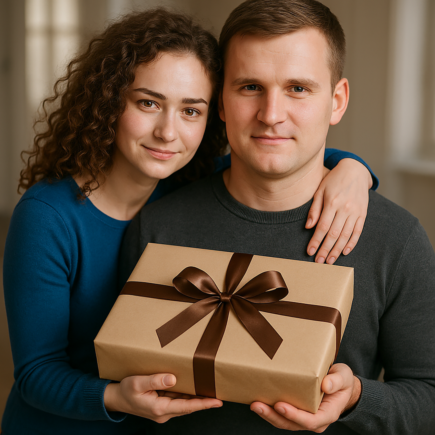 Image of Karikatur eines Paares auf Schlitten – Druck auf Glas, Portrait aus deinem Foto