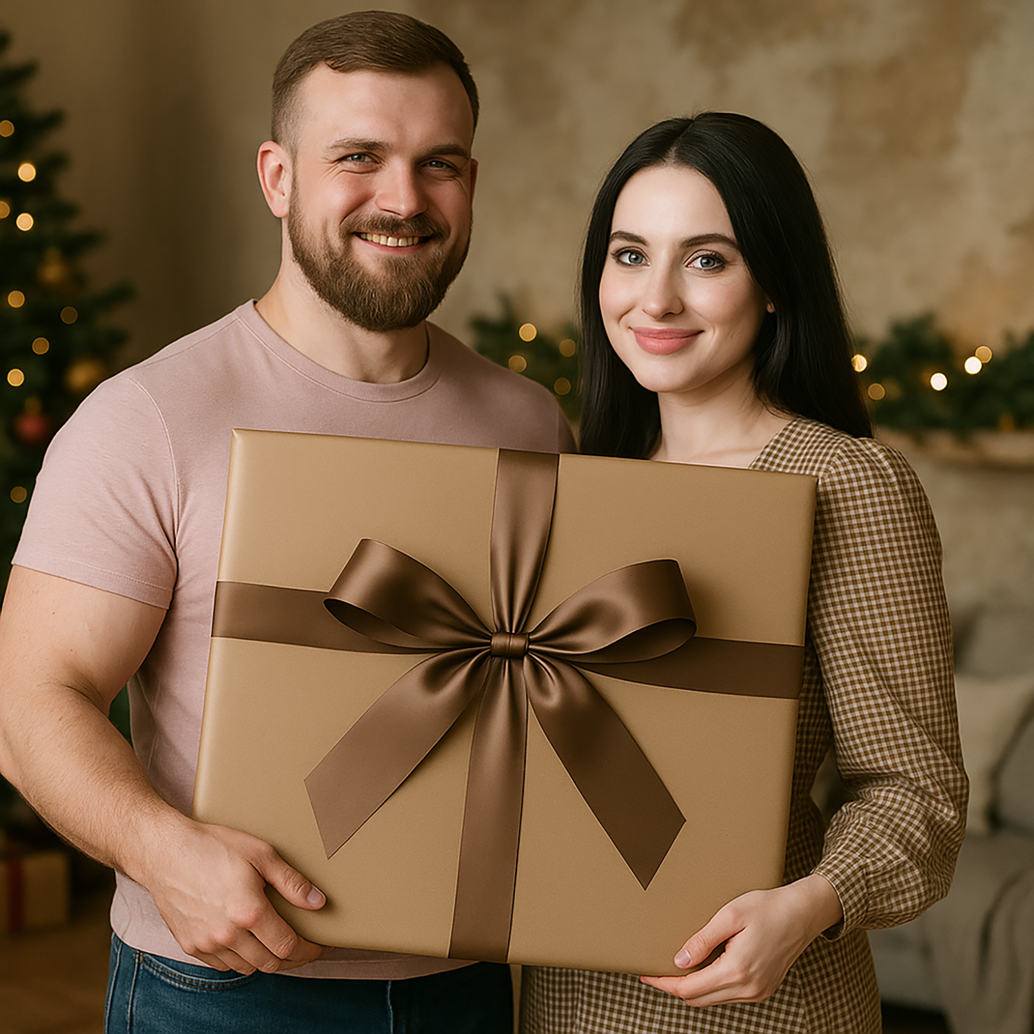 Image of Paar mit Schneemann – Leinwandbild aus deinem Foto