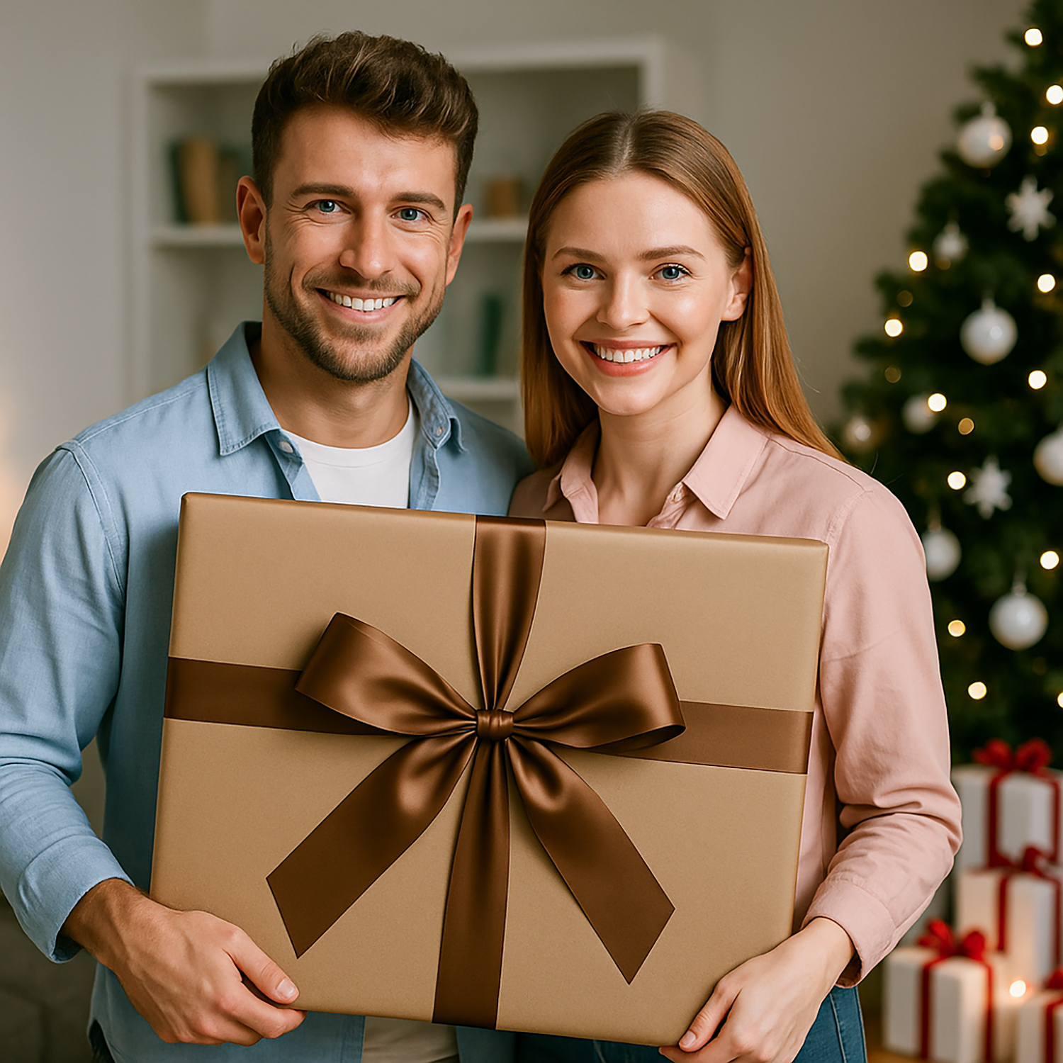 Image of Paar zu Weihnachten – Karikatur als Plakat aus deinem Foto