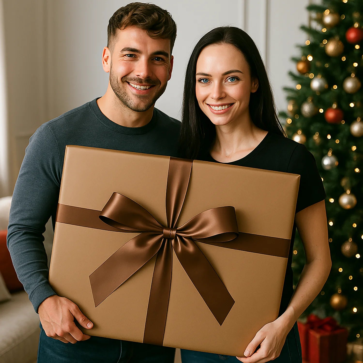 Image of Elegantes Paar zu Weihnachten – Poster mit deinem Foto