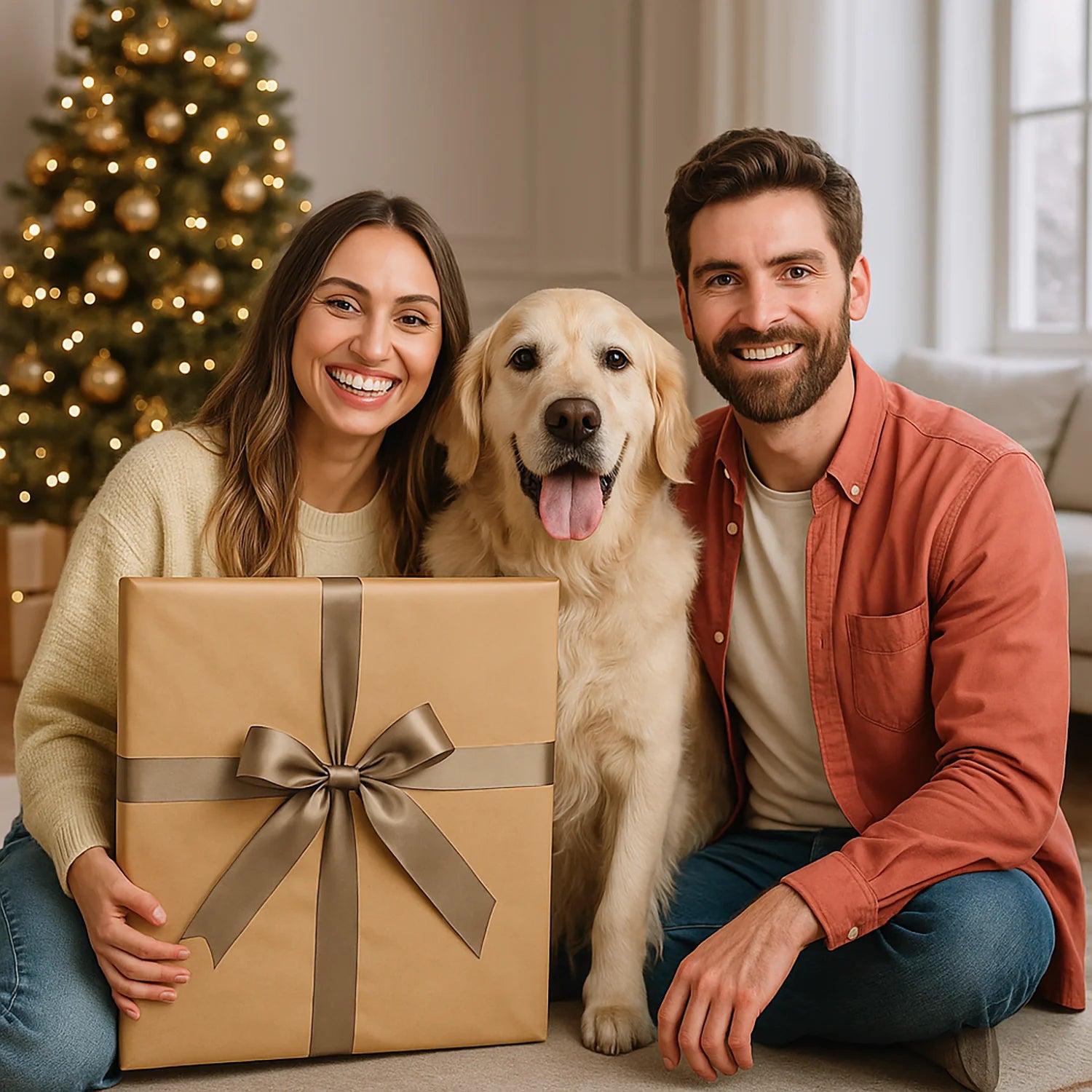 Image of Weihnachtspaar mit Hund – Poster aus Ihrem Foto