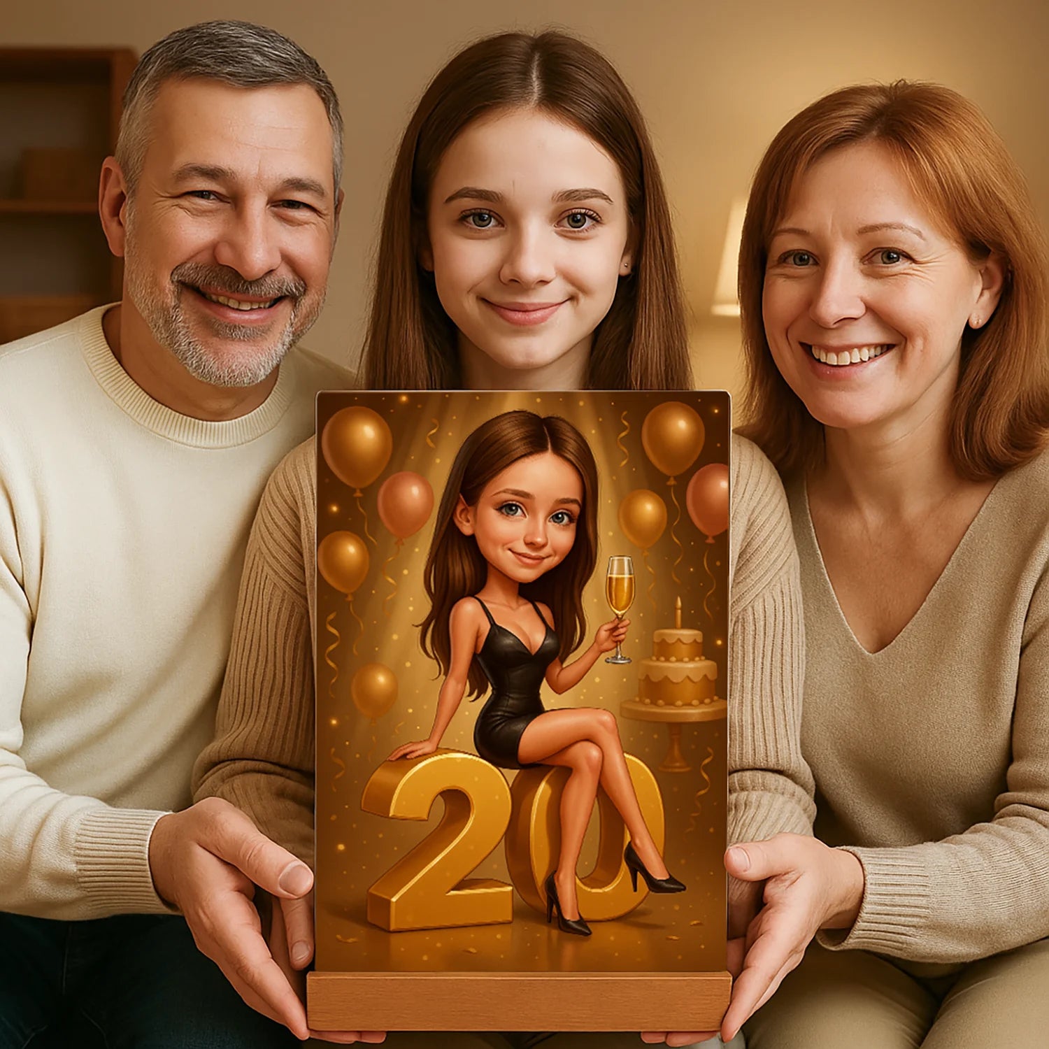 Image of Illustration zum 20. Geburtstag – Druck auf Glas, Porträt aus deinem Foto