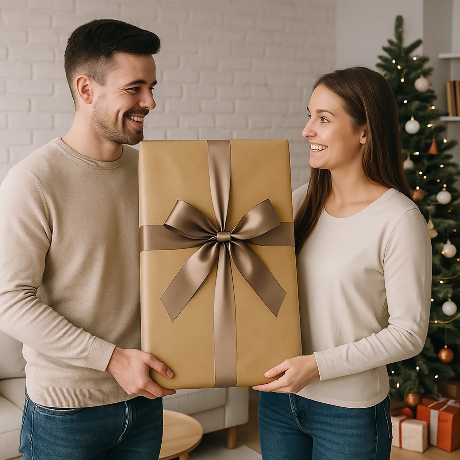 Image of Paar auf Schlitten - Leinwandbild mit deinem Foto