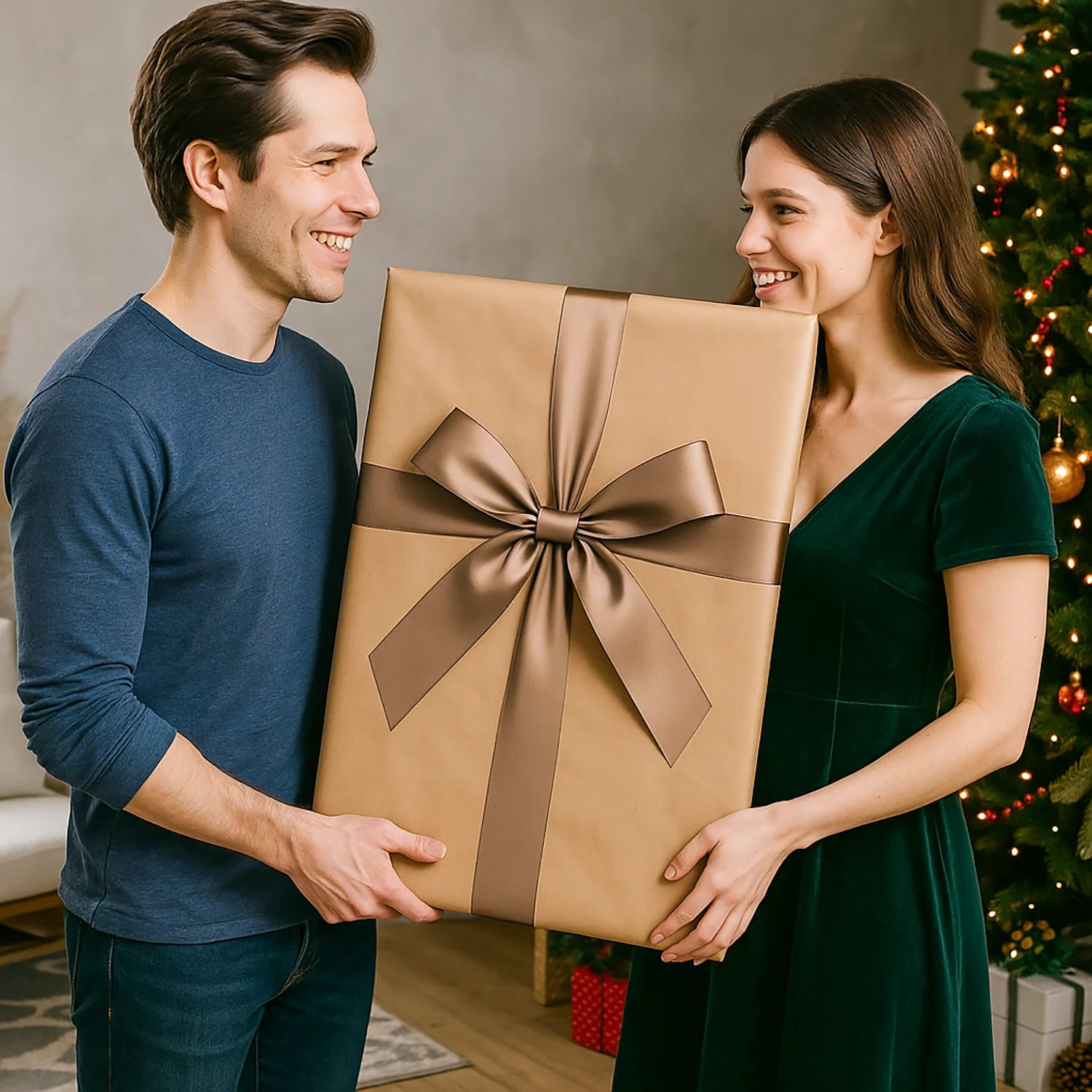 Image of Weihnachtsmann mit Wunschliste – Leinwandbild aus deinem Foto