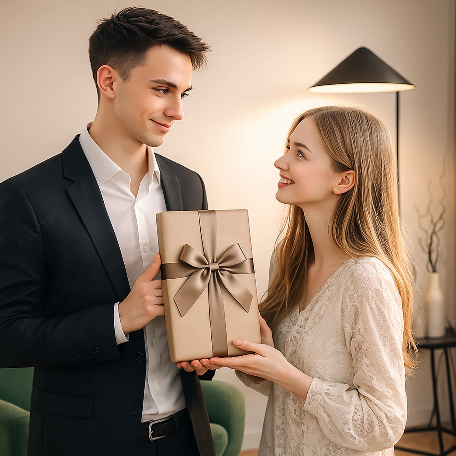 Image of Eure Illustration zum 10. Hochzeitstag - Glasdruck, Porträt aus deinem Foto