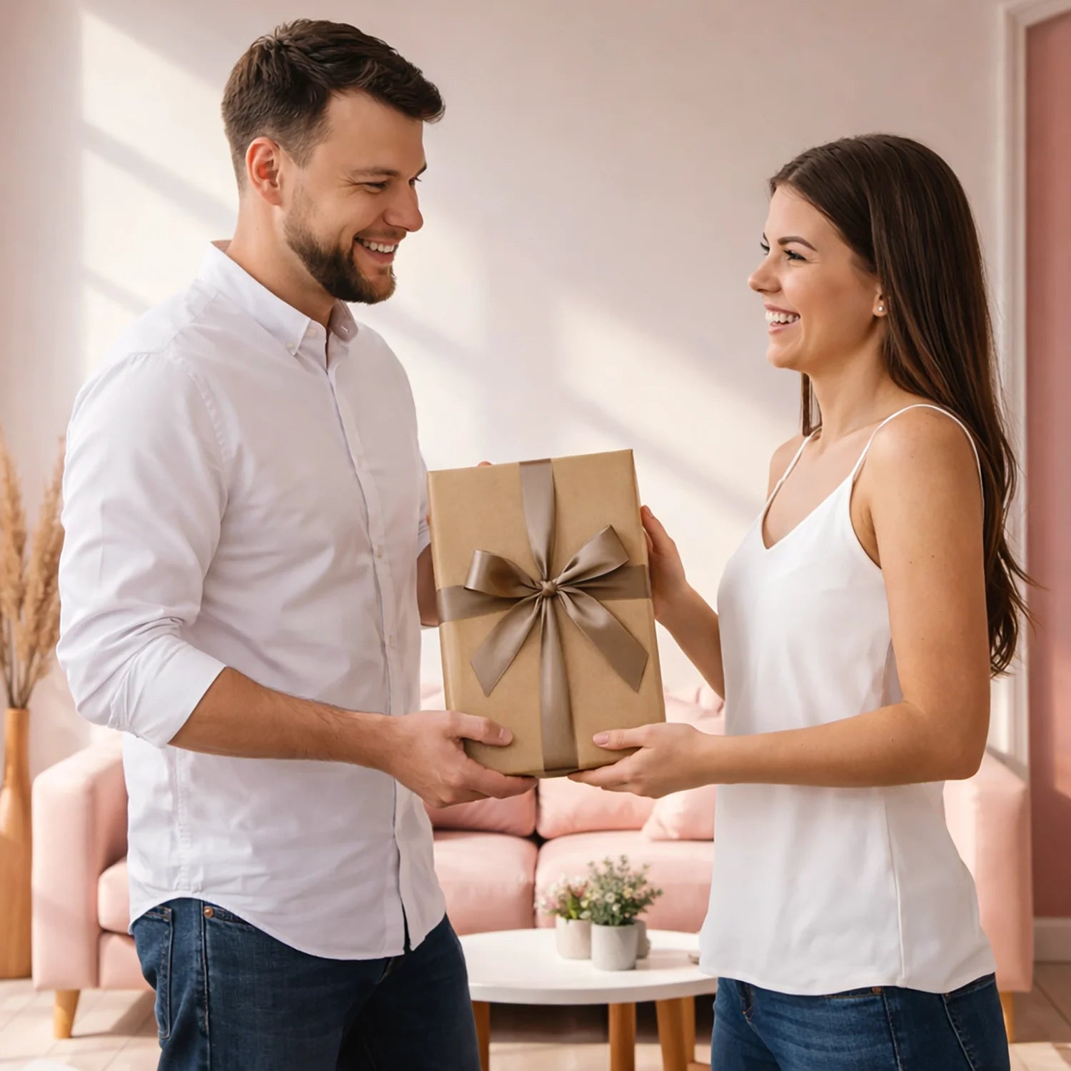 Image of Paarillustration zum 10. Hochzeitstag - Glasdruck, Porträt aus deinem Foto