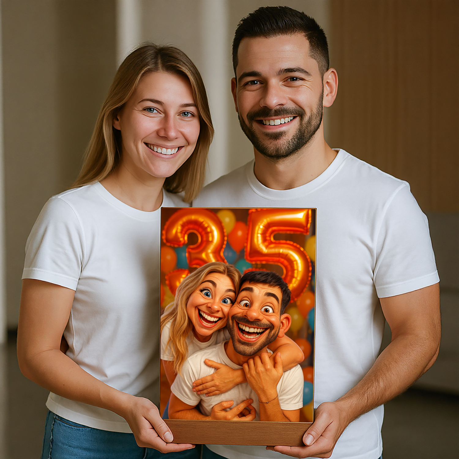 Karikatur zum 35. Geburtstag – Glasdruck, Porträt aus deinem Foto