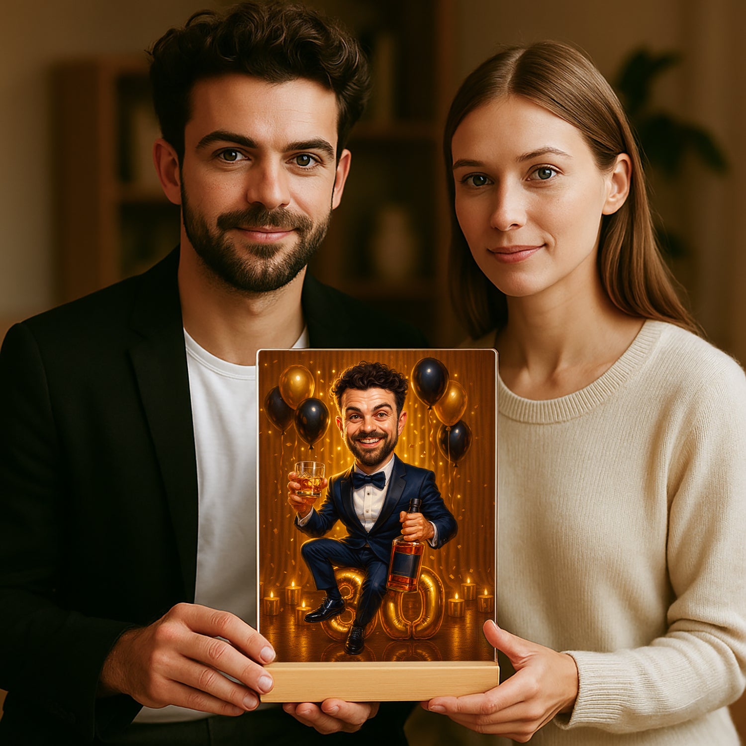 Image of Karikatur zum 30. Geburtstag – Druck auf Glas, Porträt nach Ihrem Foto