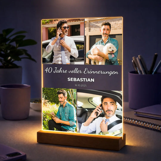 Originelles Geschenk für ihn zum 40. Geburtstag – Fotocollage auf Acrylglas mit 4 Fotos und persönlichem Text