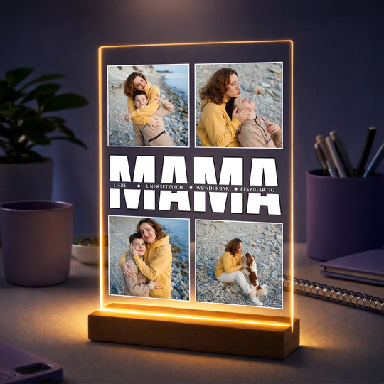 Geschenk für Mama zum Muttertag – personalisierte Fotocollage mit 4 Fotos auf Acrylglas