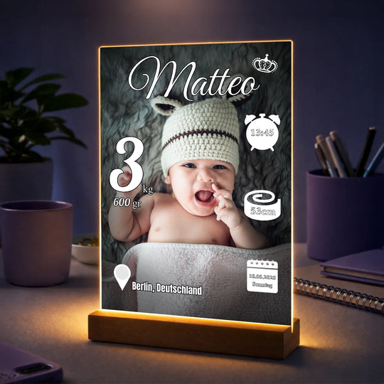 Originelles Geschenk für frischgebackene Eltern – Baby-Meilenstein auf Acrylglas Kleiner Schatz