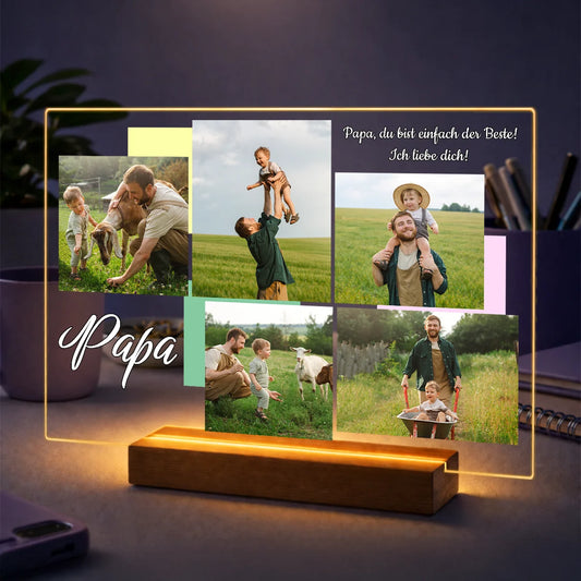 Geschenk für Papa zum Vatertag – personalisierte Fotocollage auf Acrylglas mit eigenem Text