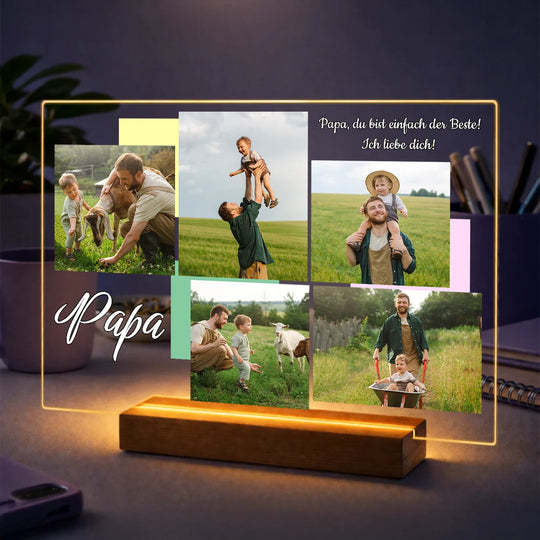 Geschenk für Papa zum Vatertag – personalisierte Fotocollage auf Acrylglas mit eigenem Text
