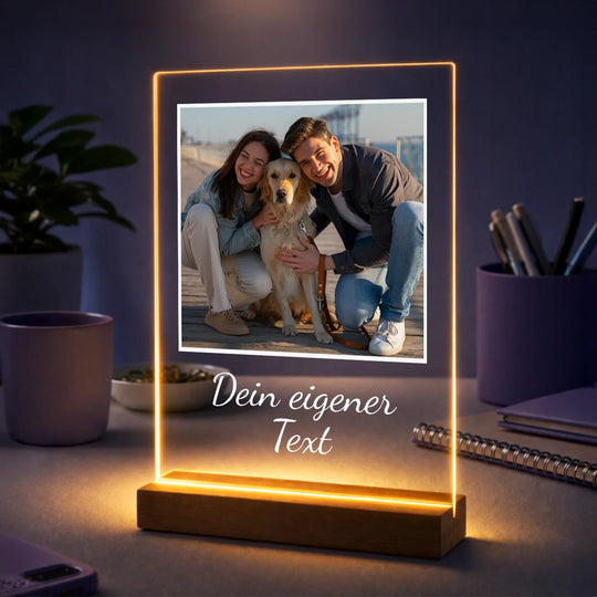 Geschenk für Paare zum Jahrestag – Foto auf Glas + Wunschtext