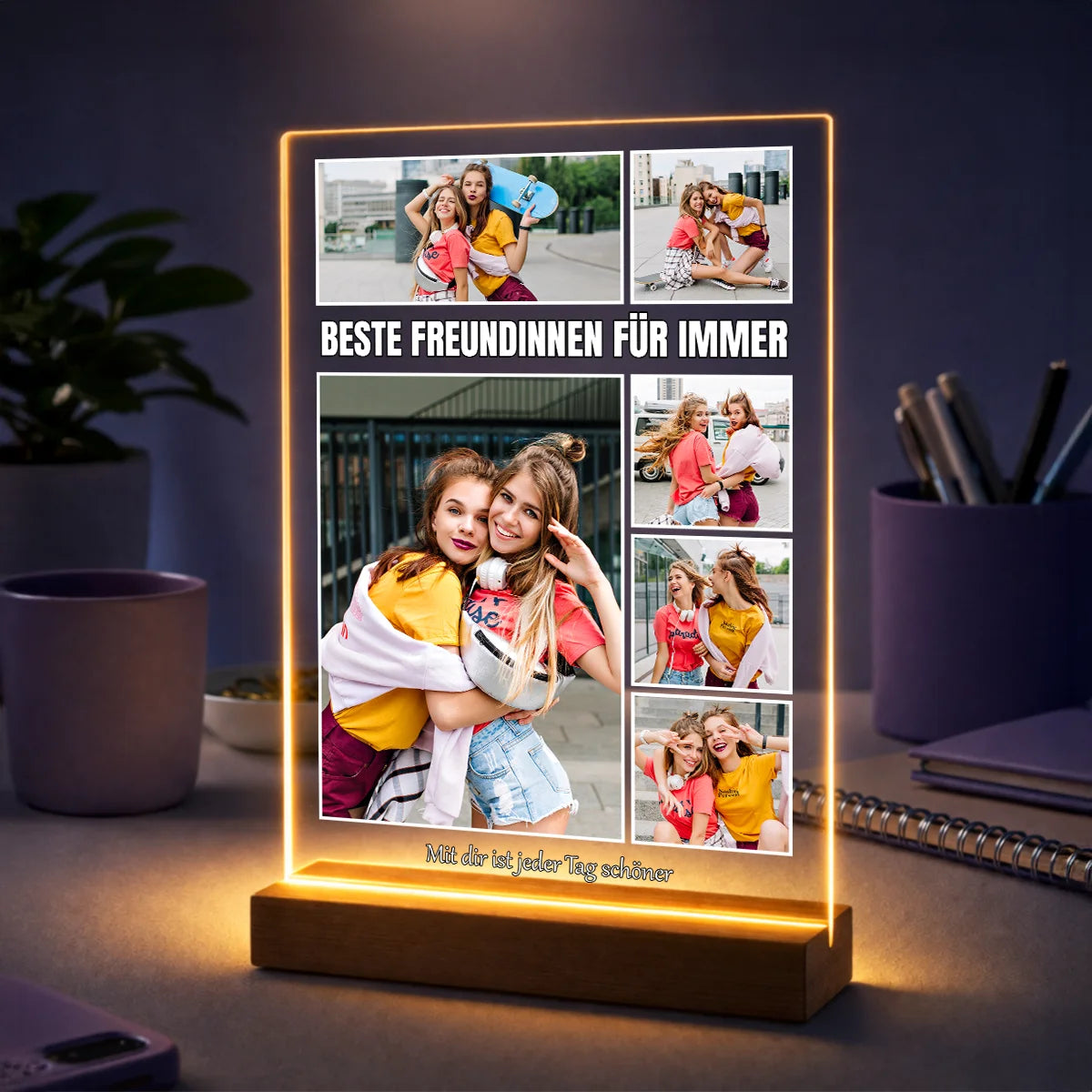 Originelles Geschenk für Freundin zum Geburtstag – personalisierte Fotocollage auf Acrylglas Freundschaft für immer