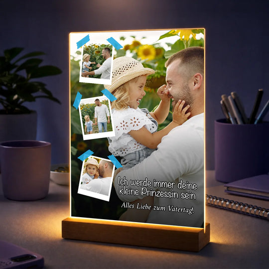 Originelles Geschenk für Papa zum Vatertag – personalisierte Fotocollage auf Glas Vater und Tochter
