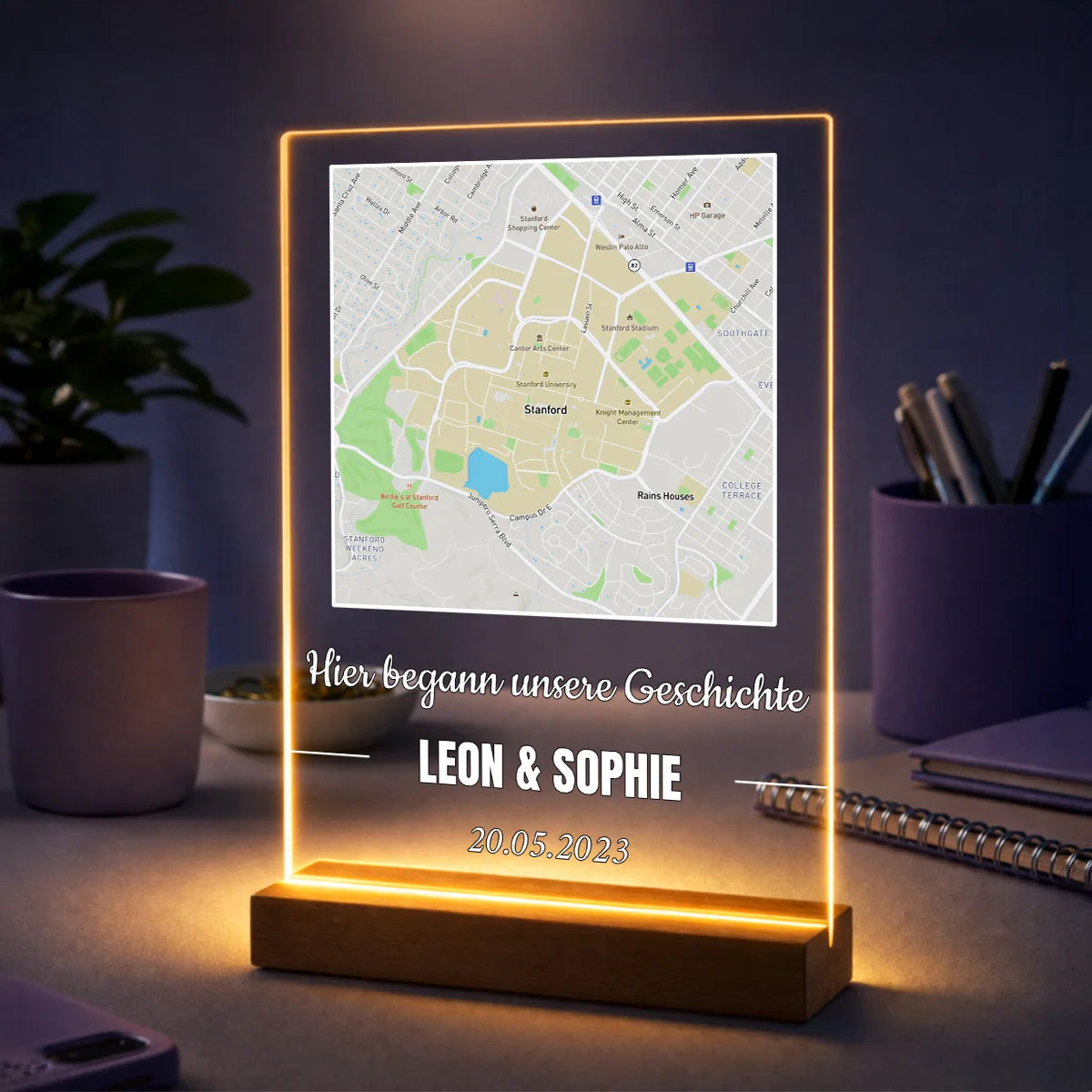 Originelles Geschenk für Paare zum Jahrestag – Karte auf Acrylglas Hier begann unsere Geschichte