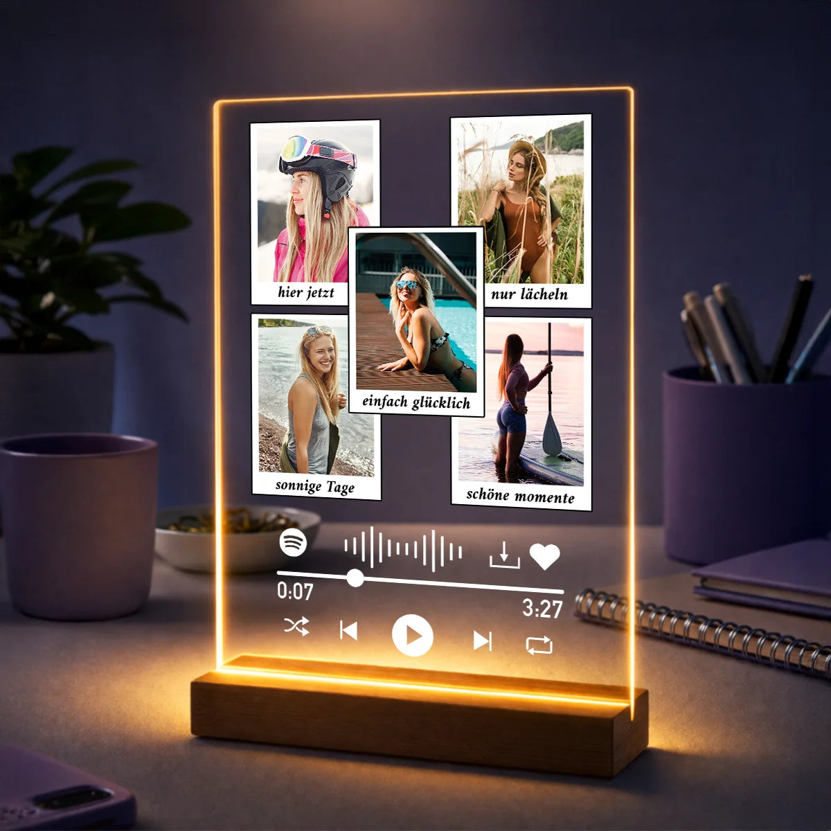Personalisierte Fotocollage auf Acrylglas mit Musikplayer-Effekt, außergewöhnliches Geschenk für sie