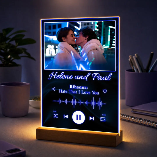 Geschenk für Paare zum Jahrestag – personalisierter Fotodruck auf Acrylglas Unser Lied
