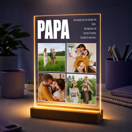 Geschenkidee für Papa zum Geburtstag – Fotocollage aus 4 Bildern auf Glas Bester Papa