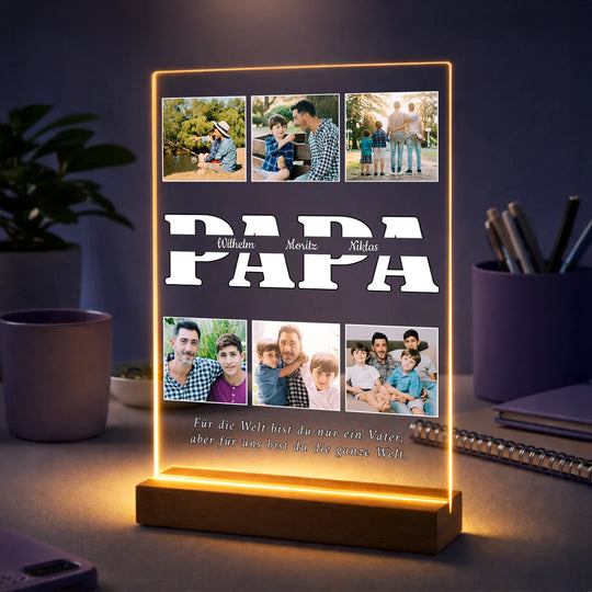 Geschenk für Papa zum Vatertag – personalisierte Fotocollage mit 6 Fotos auf Acrylglas + eigener Text