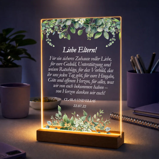 Geschenk für Eltern zur Hochzeit – personalisierter Druck auf Glas als Dankeschön für die Eltern