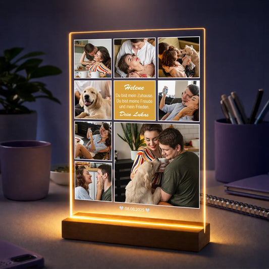 Geschenkidee für sie zum Jahrestag – personalisierte Fotocollage mit 8 Fotos auf Acrylglas Gemeinsame Momente