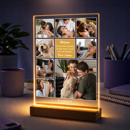 Geschenkidee für sie zum Jahrestag – personalisierte Fotocollage mit 8 Fotos auf Acrylglas Gemeinsame Momente