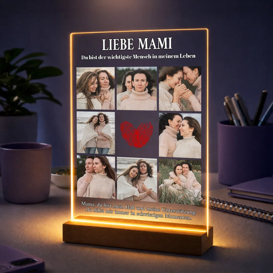 Geschenkidee für Mama zum Geburtstag – personalisierte Fotocollage mit 8 Fotos auf Acrylglas + eigener Text