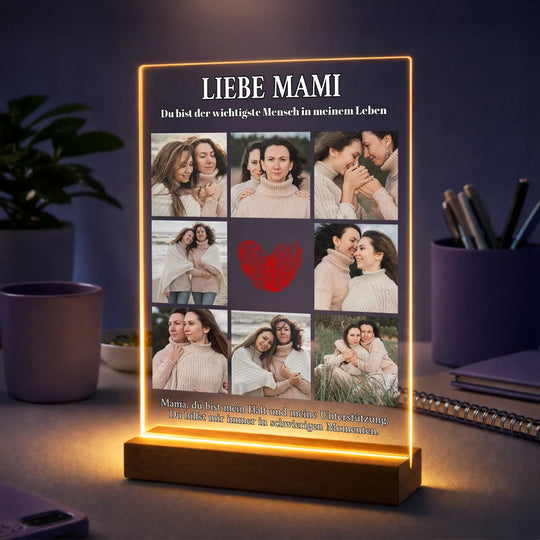 Geschenkidee für Mama zum Geburtstag – personalisierte Fotocollage mit 8 Fotos auf Acrylglas + eigener Text