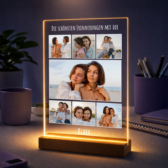 Geschenkidee für die beste Freundin zum Geburtstag – Fotocollage auf Glas 7 Fotos mit Name & Wunschtext
