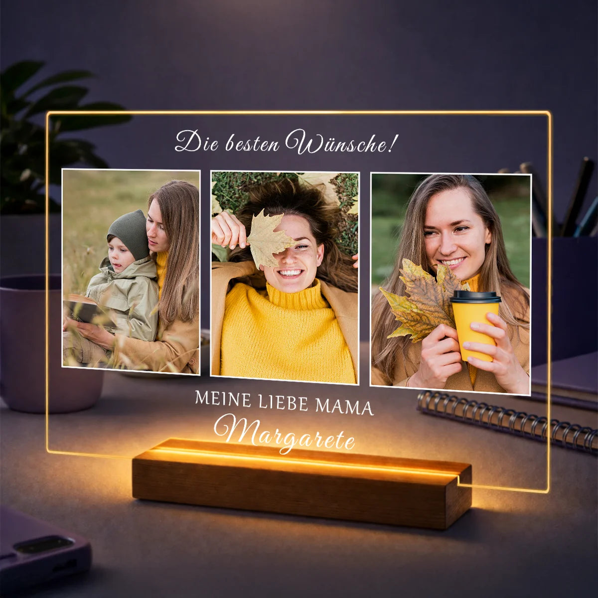 Geschenkidee für Mama zum Muttertag – Fotocollage mit 3 Bildern und Glückwünschen