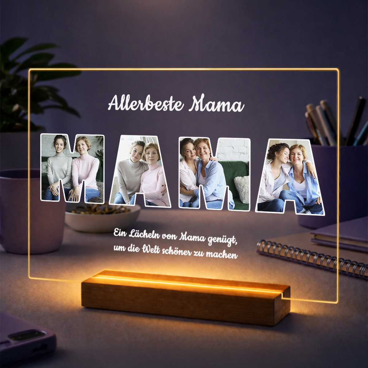 Geschenkidee für Mama zum Muttertag – Fotocollage auf Acrylglas in Form des Wortes MAMA