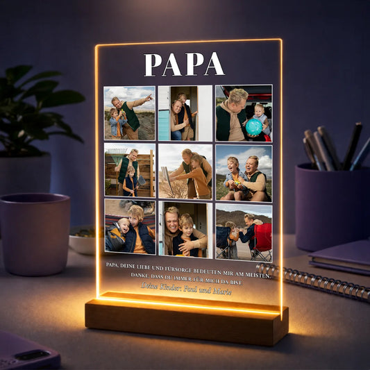 Geschenk für Papa zum Vatertag – personalisierte Fotocollage mit 9 Fotos auf Acrylglas