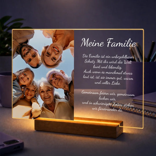 Geschenk für Eltern zu Weihnachten – personalisierter Fotodruck auf Glas Meine Familie