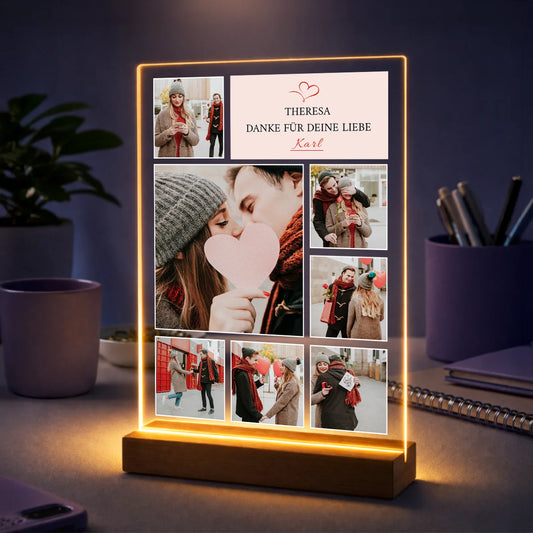 Geschenkidee für Frau zum Jahrestag – Fotocollage aus 7 Bildern mit Dankestext