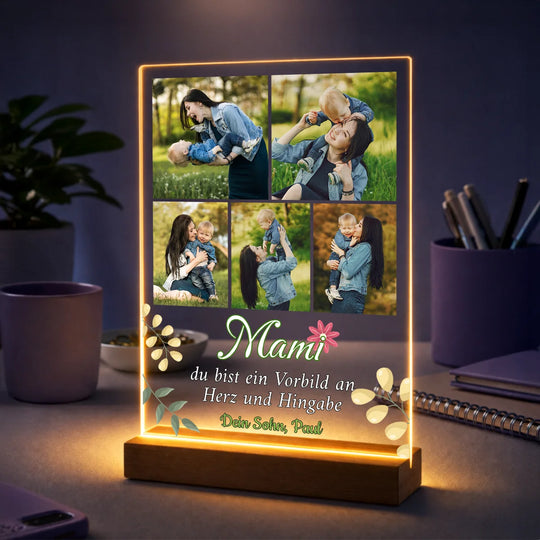 Geschenkidee für Mama zum Muttertag – Fotocollage auf Glas Mama als Vorbild
