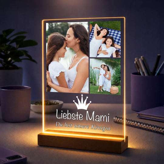 Originelles Geschenk für Mama zum Geburtstag – Fotocollage aus 3 Bildern auf Acrylglas Mama Königin