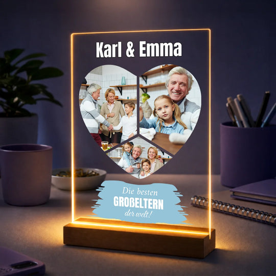 Geschenkidee für Großeltern zum Oma- und Opatag – Fotocollage auf Acrylglas Familienherz