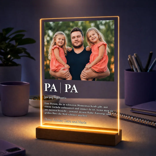 Originelles Geschenk für Papa zum Vatertag – personalisiertes Foto auf Acrylglas Papa Definition